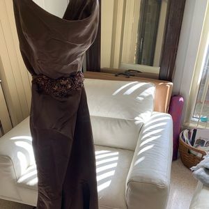 Lazaro Brown Formal Strapless Dress